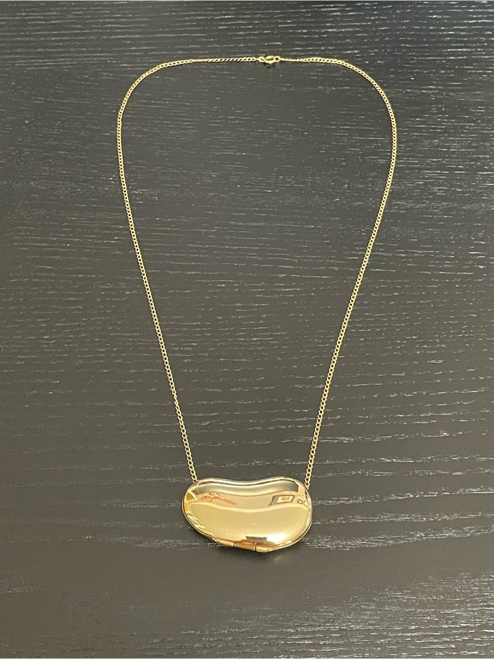 Vintage RARE Elsa Peretti × Halston Bean Perfume Locket Necklace Gold Tone 1970s